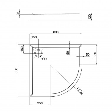 4 SD00046984 Душевой поддон Qtap Robin 308812 80x80x12 см + сифон