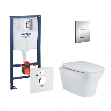 4 SD00048462 Набор инсталляция 4 в 1 Grohe Rapid SL 38772001 + унитаз с сиденьем Qtap Gemini QT25332614EW