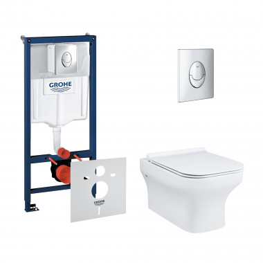 4 SD00048483 Набор инсталляция 4 в 1 Grohe Rapid SL 38721001 + унитаз с сиденьем Qtap Cardinal QT0433C660HW