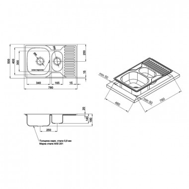 3 SD00001127 Кухонная мойка ULA 7301 Micro Decor (ULA7301DEC08)
