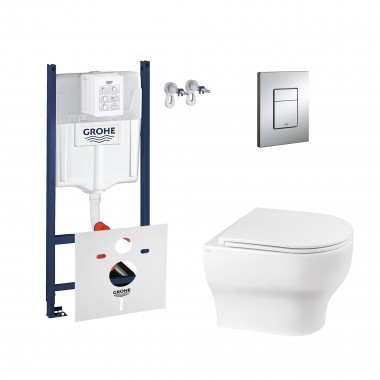 4 SD00048541 Набор инсталляция 4 в 1 Grohe Rapid SL 3884000G + унитаз с сиденьем Qtap Aries QT0333063ERW