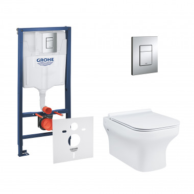 4 SD00048460 Набор инсталляция 4 в 1 Grohe Rapid SL 38772001 + унитаз с сиденьем Qtap Cardinal QT0433C660HW