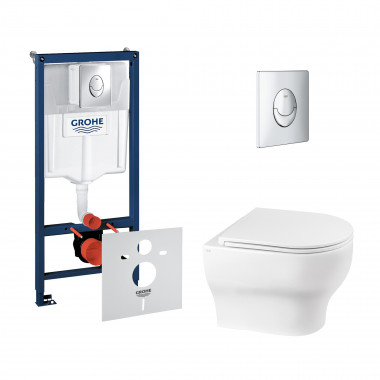 4 SD00048482 Набор инсталляция 4 в 1 Grohe Rapid SL 38721001 + унитаз с сиденьем Qtap Aries QT0333063ERW