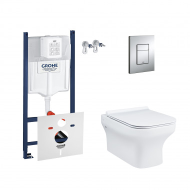 4 SD00048542 Набор инсталляция 4 в 1 Grohe Rapid SL 3884000G + унитаз с сиденьем Qtap Cardinal QT0433C660HW