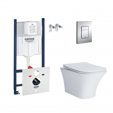 4 SD00048543 Набор инсталляция 4 в 1 Grohe Rapid SL 3884000G + унитаз с сиденьем Qtap Presto QT24332615EW