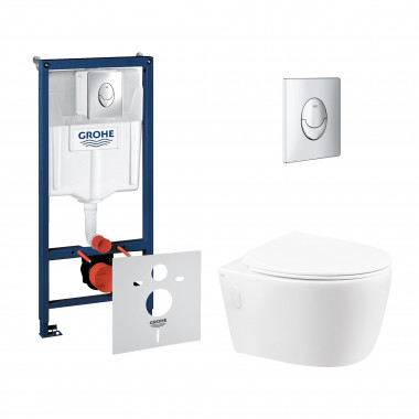 4 SD00048481 Набор инсталляция 4 в 1 Grohe Rapid SL 38721001 + унитаз с сиденьем Qtap Leo QT11331002ERW