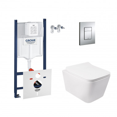 4 SD00048546 Набор инсталляция 4 в 1 Grohe Rapid SL 3884000G + унитаз с сиденьем Qtap Crow QT05335170W