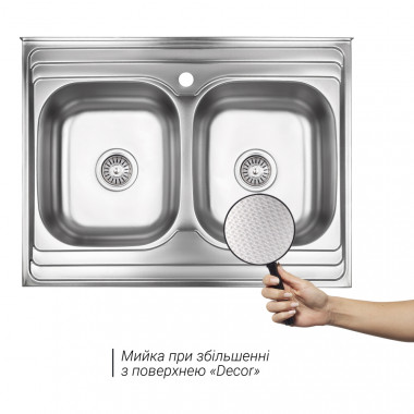 3 SD00040395 Кухонная мойка Lidz 6080 Decor 0,8 мм (LIDZ6080DEC08)