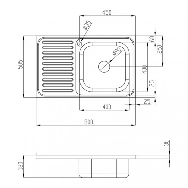 3 SD00040841 Кухонная мойка Lidz 5080-R Satin 0,8 мм (LIDZ5080RSAT8)