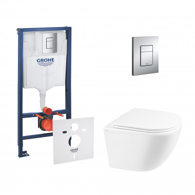 4 SD00048454 Набор инсталляция 4 в 1 Grohe Rapid SL 38772001 + унитаз с сиденьем Qtap Robin QT1333046ERW