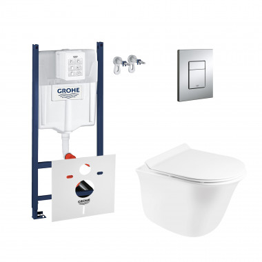 4 SD00048539 Набор инсталляция 4 в 1 Grohe Rapid SL 3884000G + унитаз с сиденьем Qtap Virgo QT1833051ERW