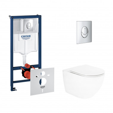 4 SD00048474 Набор инсталляция 4 в 1 Grohe Rapid SL 38721001 + унитаз с сиденьем Qtap Robin QT13332141ERW