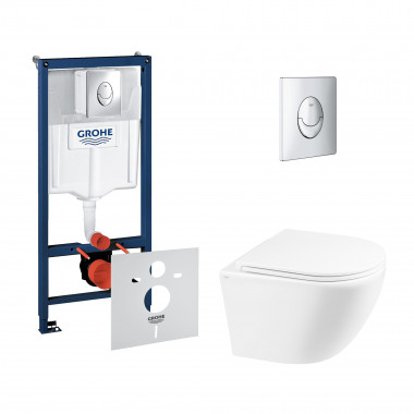 4 SD00048477 Набор инсталляция 4 в 1 Grohe Rapid SL 38721001 + унитаз с сиденьем Qtap Robin QT1333046ERW