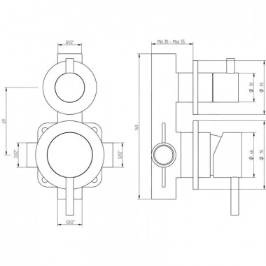 3 SD00032750 Смеситель скрытого монтажа для душа Bianchi Steel INDSTE2303INX на два потребителя